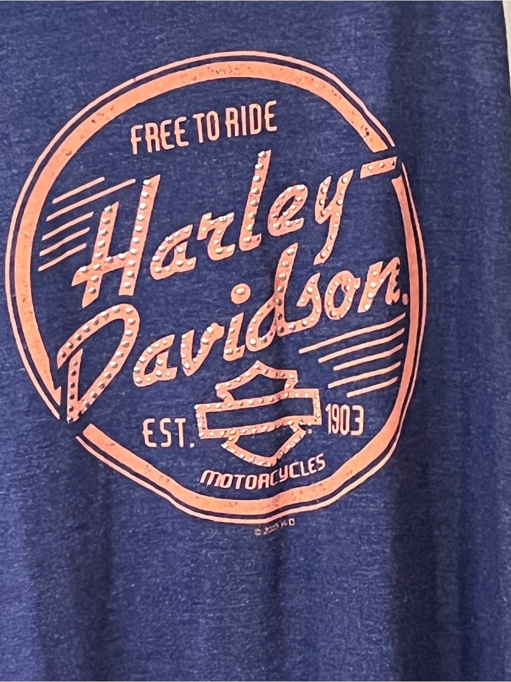 Harley-Davidson Navy Blue Tank Top with Orange Logo